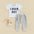 Grey Lettering Printed Short Sleeved Trousers Suit